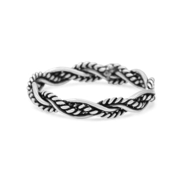 Iconic Braided Double Twisted Rope Engraved Fascinating Oxidized Band Thumb Ring